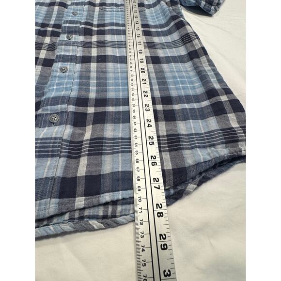 Travis Matthew Men's Plaid Button Up Shirt Size M Blue Short Sleeve Pocket - Picture 8 of 9